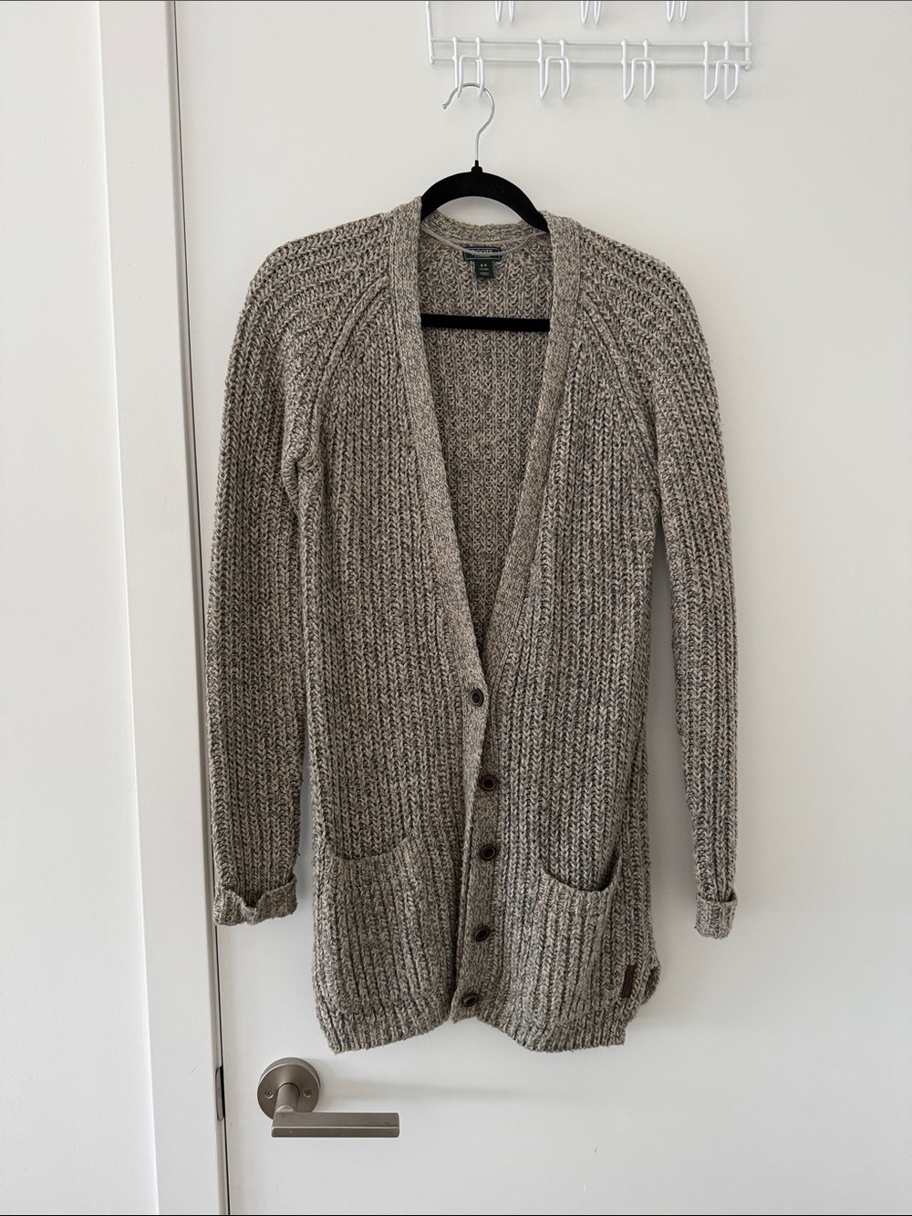 Roots Taupe Chunky Knit Long Cardigan